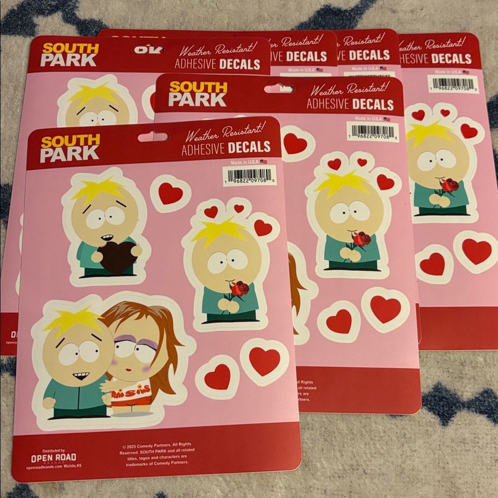 South Park Weather Resistant Adhesive Decals! 6 total sheets!